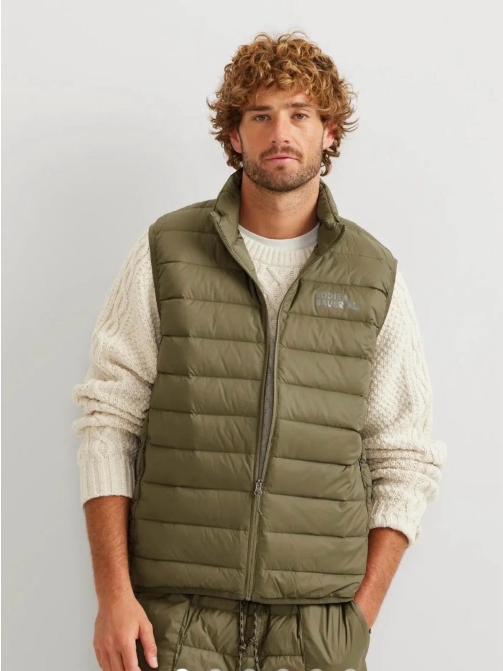 Eddie Bauer Men’s Olive Packable 650 Down Vest Size 2X